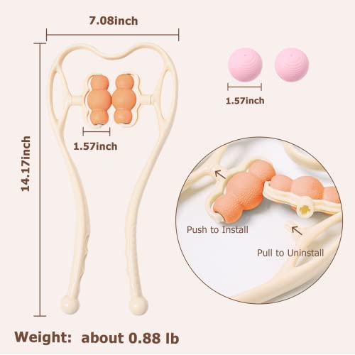 Neck/Shoulder/Waist/Foot Rolling Pressure Point Massager w/ 6 + 2 Roller Balls