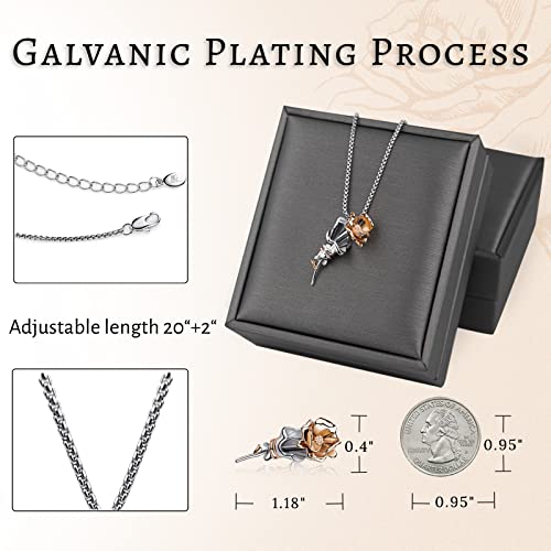 Bengnkes BG Rose Pendant Necklace for Women Rose Gold Necklaces Womens Jewelry for Her Wife Christmas Gifts