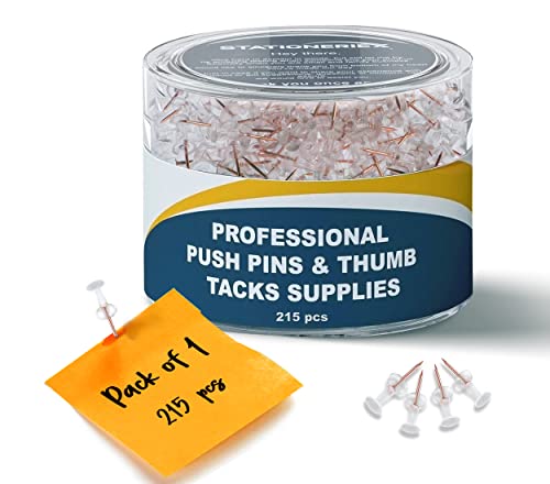 215 Rosegold Push Pins for Bulletin Board Thumb Tacks for Wall Corkboard Map Calendar Photo -Home Office Craft Projects Heavy Duty Plastic Head Steel Pin (Rosegold)