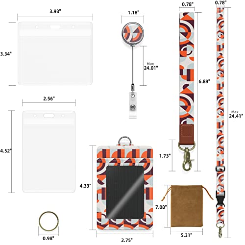 7PCS ID Badge Holder with Lanyard Adjustable Kit,Cute Badge Reels Retractable,PU Leather Wrist Lanyard for Nurse Teacher