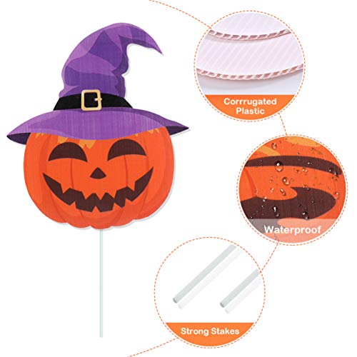 STOBOK 8pcs Halloween Decorations Outdoor,Extra Large Pumpkins Ghost Corrugate Lawn Yard Signs with Stake,Family Friendly Halloween Trick or Treating Party Prop