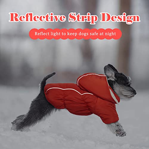 Lelepet Warm Dog Fleece Hoodie, Windproof Dog Winter Jacket, Reflective Dog Coat for Cold Weather, Thick Fleece Padded Dog Winter Clothes Vest for Small Medium Dogs, Detachable Hood & Leash Hole