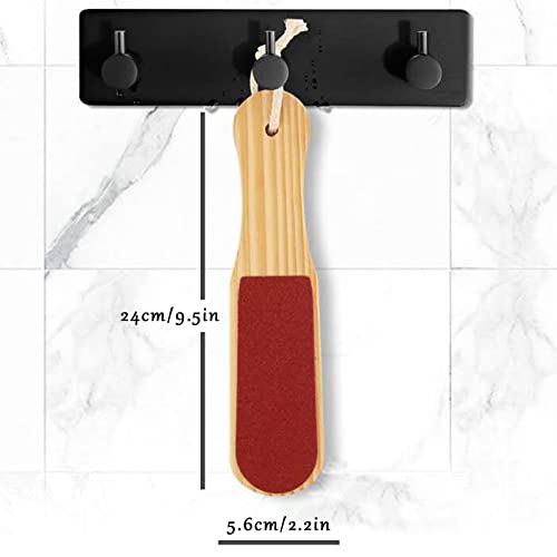 YAWALL Foot File Wooden Pedicure Feet Scrubber with Handle for Callus, Dry, and Dead Skin Removal Heel Scraper for Feet, Hands, and Body Exfoliation Perfect Foot Filer for Use in Shower
