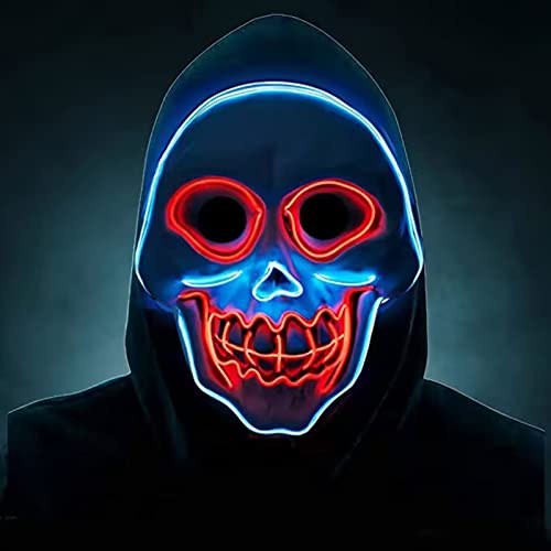 Halloween Mask Led Mask Scary Mask Light Up Mask Purge Mask Glowing Mask Costume Mask Cosplay Masks for Adults Festival Party Masquerade Carnival Gifts