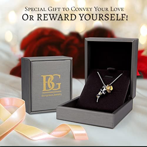 Bengnkes BG Rose Pendant Necklace for women Gold Necklace Womens Jewelry for Her Christmas Birthday Gift