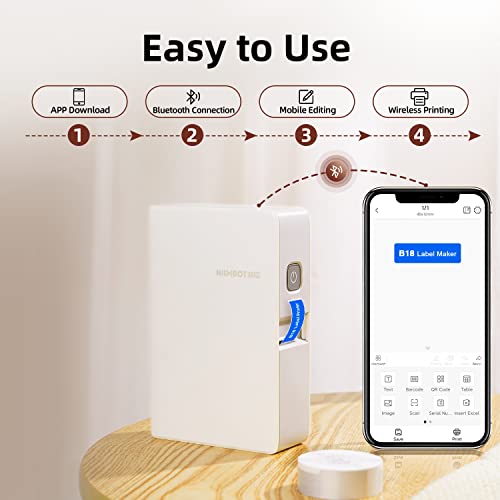 Professional Color Label Maker B18 with Tape, 0.6 Inch Portable Bluetooth Thermal Transfer Printer, for iOS/Andriod App, Fadeless Labels for Reliable Application