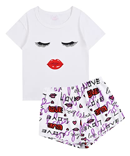 2pk (4pcs) Size XS Cute Cartoon T-Shirts & Shorts Pajamas Sets