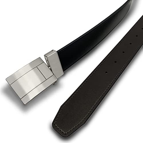 MARIO TREVI Reversible Leather Men’s Belt, 2 in 1 with Gift Box, Trim to Fit, for Formal Dress/ Jeans/ Pants, Black and Brown