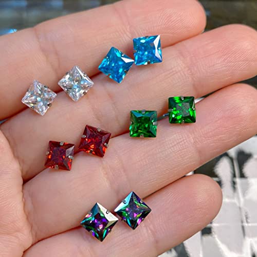 Titanium earrings, hypoallergenic earrings, pure titanium medical implant grade, suitable for sensitive ears with birthstone crystals CZ simulated diamonds (Emerald Green)
