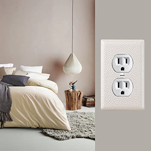 White Leather Wall Plate: Decorative Light Switch & Outlet Cover for Elegant Home Decor