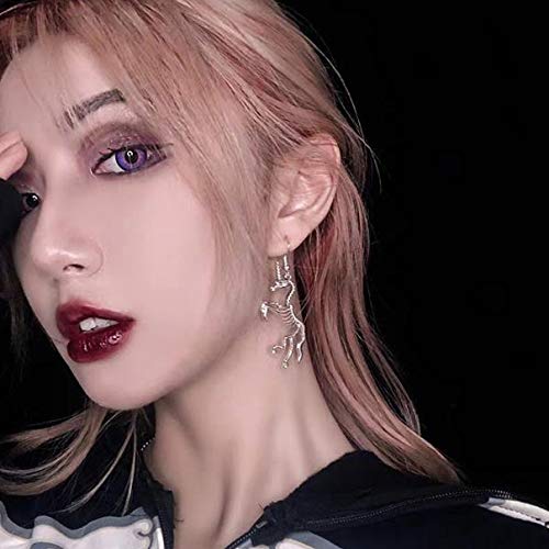 Halloween Skull Skeleton Unicorn Earrings Hollow Punk Style Gothic Scary Silver Drop Dangle Earrings for Men Women Jewelry Accessory Girl Jewelry