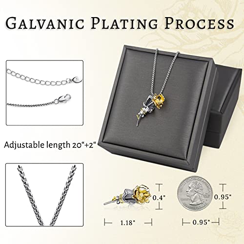 Bengnkes BG Rose Pendant Necklace for women Gold Necklace Womens Jewelry for Her Christmas Birthday Gift