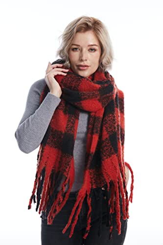 MissShorthair Women's Warm Scarfs Long Plaid Soft Scarves Oversized Winter Fashion Thick Shawl Wrap