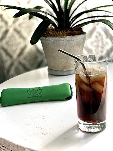 One More Cup - 2 Pack - Reusable Stainless Steel Drinking Straws - Cleaning Brush - Straw Case