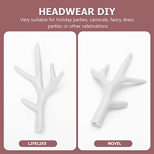 Garneck 5 Pairs of Simulated Deer Horn DIY Headdress Mini Plastic Deer Antlers DIY Cosplay Xmas Hair Decor Accessory Xmas DIY Prop Home Decor (White)