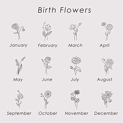 Youvelst Birth Month Flower Necklace 14K Gold Plated Birth Floral Pendant Dainty Disc Coin Birthday Jewelry Gift for Her Stamped Flower Cute Birthstone Necklace Personalized Pendant for Women (E1-May-Lily)