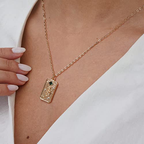 Youvelst Birth Month Flower Necklace 14K Gold Plated Birth Floral Pendant Dainty Disc Coin Birthday Jewelry Gift for Her Stamped Flower Cute Birthstone Necklace Personalized Pendant for Women (E1-May-Lily)