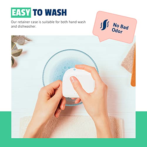 Mrs. Odonto Retainer Case - Pack of 2 - Odorless Mouth Guard Case - Ventilated, Durable & Hygienic for Carrying and Protecting Braces, Dentures & Aligners - 3.14 x 3.14 x 1.1 - (White)