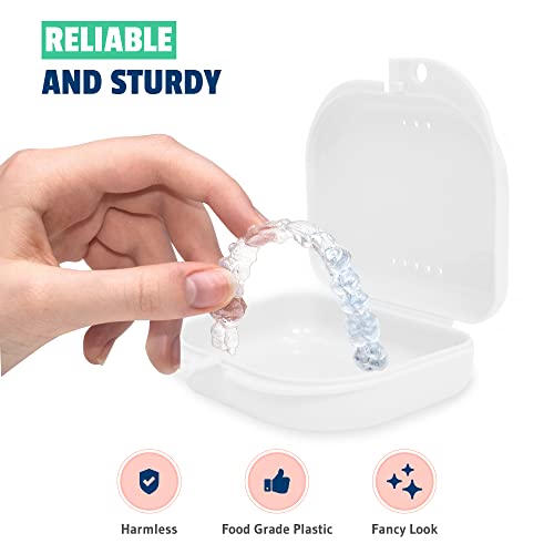 Mrs. Odonto Retainer Case - Pack of 2 - Odorless Mouth Guard Case - Ventilated, Durable & Hygienic for Carrying and Protecting Braces, Dentures & Aligners - 3.14 x 3.14 x 1.1 - (White)