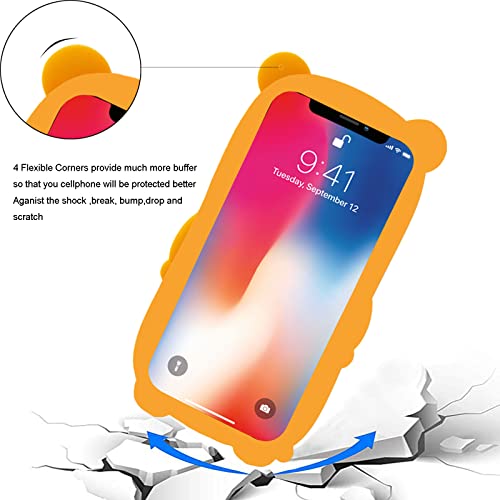Cabottser Cute iPhone XR Tiger Case, Adorable 3D Cartoon Girls Boys Teens Kids Women Funny Beautiful Yellow Animal Soft Silicone Tiger Shockproof Protective Phone Cover Case for iPhone XR 6.1"