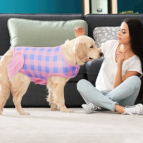 LeLePet Dog Recovery Suit for Dogs Cats After Surgery, Plaid Pet Recovery Shirt, Surgical Bodysuit for Male Female Dogs Skin Disease, Dog Abdominal Disease Bandages, Cone Alternative, Prevent Licking