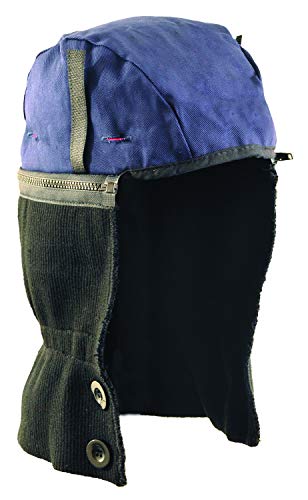 Men's Navy Fleece-Lined Winter Hat Liner with Zip-Off Bottom - Shoulder Length, Dual Layer, for Full Head and Neck Coverage in Cold Weather
