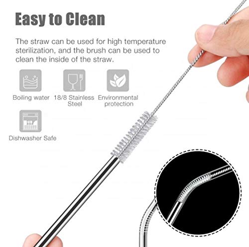 One More Cup - 2 Pack - Reusable Stainless Steel Drinking Straws - Cleaning Brush - Straw Case