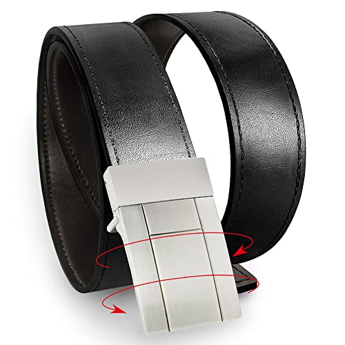 MARIO TREVI Reversible Leather Men’s Belt, 2 in 1 with Gift Box, Trim to Fit, for Formal Dress/ Jeans/ Pants, Black and Brown