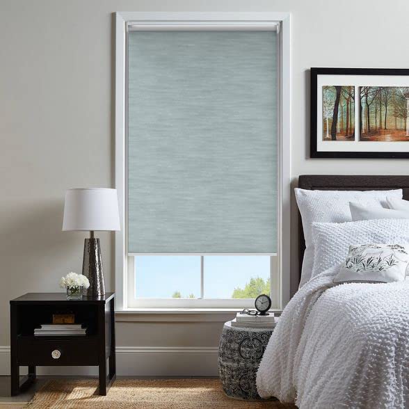 Homebox 100% Blackout Roller Window Shades, Striped Jacquard Window Blinds with Thermal Insulated, UV Protection Waterproof Fabric,Corded Roll up and Down Shades Home(LightGray - 40" W x 72" H)