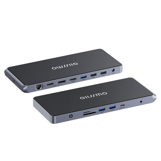 13-in-1 USB-C Laptop Docking Station 20W Charging Dual 4K HDMI & DisplayPort