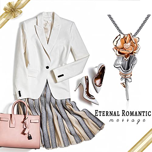Bengnkes BG Rose Pendant Necklace for Women Rose Gold Necklaces Womens Jewelry for Her Wife Christmas Gifts