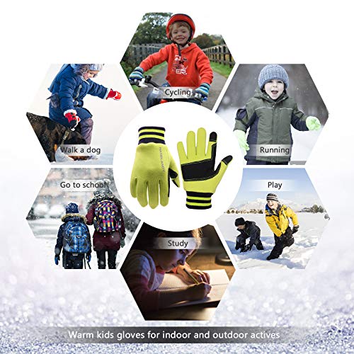 HANDLANDY Kids Gloves Winter Touchscreen Cycling Outdoors Sports Gloves for Boys Girls Toddler 2-13 Years