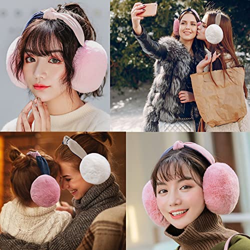 Eyegla Women Winter Ear Muffs Foldable Fleece Ear Warmers Fashion Faux Fur Warm Earmuffs Outdoor Winter Ear Cover for Girls