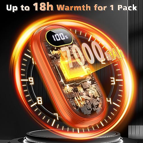 Stay Cozy with 7000mAh Rechargeable Electric Hand Warmer - 18Hrs of Warmth, Up to 131℉ Heating, Ideal for Golf, Raynauds, Camping