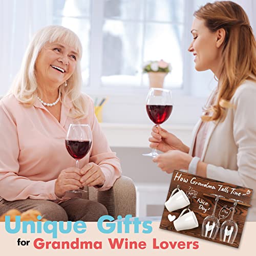 Funistree Gifts for Grandma Christmas Xmas Birthday from Grandkids, Funny Gag Stocking Stuffers Ideas for Nana Granny from Granddaughter Grandson, Mug Rack Wine Glass Holder, How Grandma Tells Time