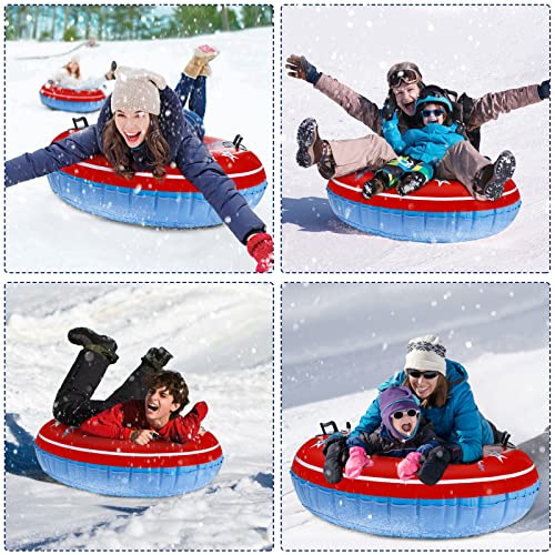 COMMOUDS Snow Tube, 47 Inch Large Inflatable Snow Sled with Handles, Double-Layer Thickened Heavy Duty Snow Sledding Tube for Kids Adults Winter Outdoor Snow Activity Skiing Sledding