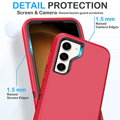 KECAI for Samsung Galaxy S23 Plus Case with 2X Screen Protector+ 2X Camera Lens Protector,Heavy Duty Drop/Shock/Dust Proof 3-Layers Military Rugged Protection Bumper Cover for Galaxy S23 Plus (Red)