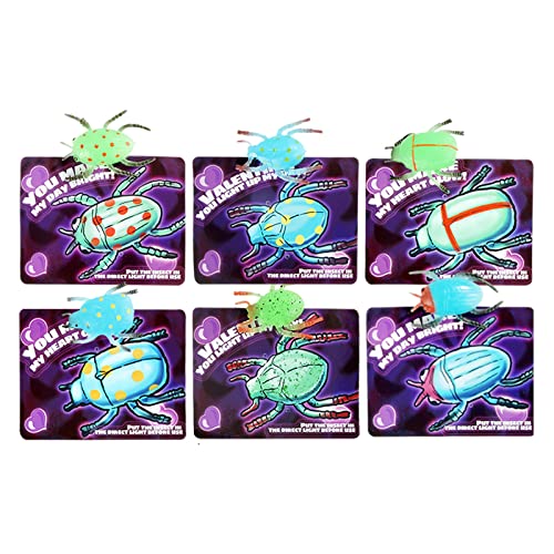 Axbotoy 24 Packs Glowing Bug Toys Valentines Day Gifts Cards for Kids with Valentine Classroom Exchange Party Favors Valentines Day Gifts for Boys Girls Toddlers