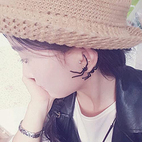 2 Pairs Funny 3D Black Spider Halloween Stud Earrings for Women Girls, Spooky Punk Piercing Studs Double Sided Ear Earrings