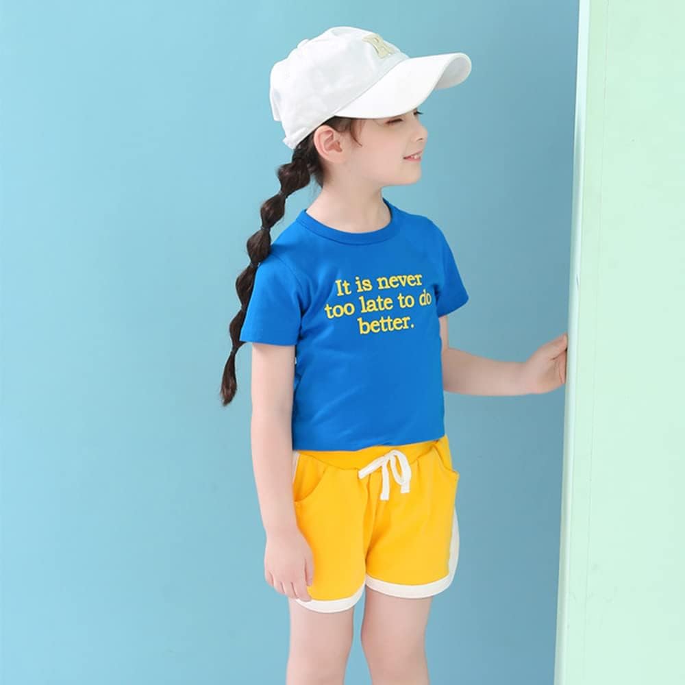 2pk (Green/Yellow) Size 8Y-9Y Cotton Athletic Shorts w/ Decorative Drawstring