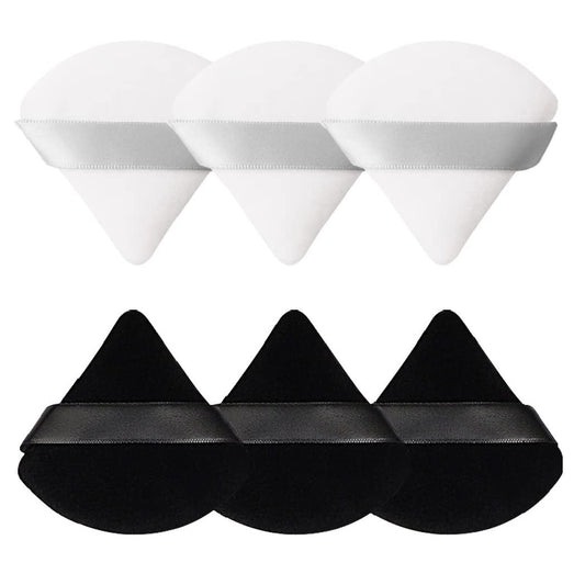 6pk (3 Black/3 White) Soft Triangle Makeup/Powder Puff/Sponge for Loose Powder