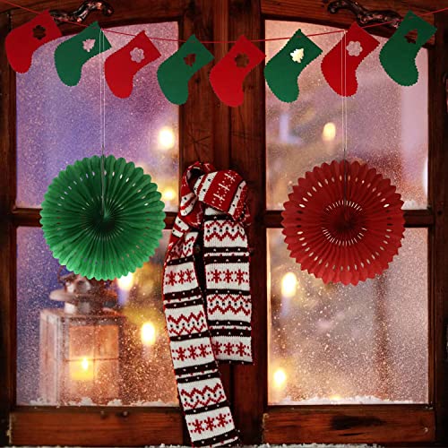 DUMETO 13pcs Christmas Party Decoration Supplies 3D Xmas Honeycomb Paper Lantern Decoration Set Hanging Christmas Decor Balls Festive Christmas Party Banner Supplies