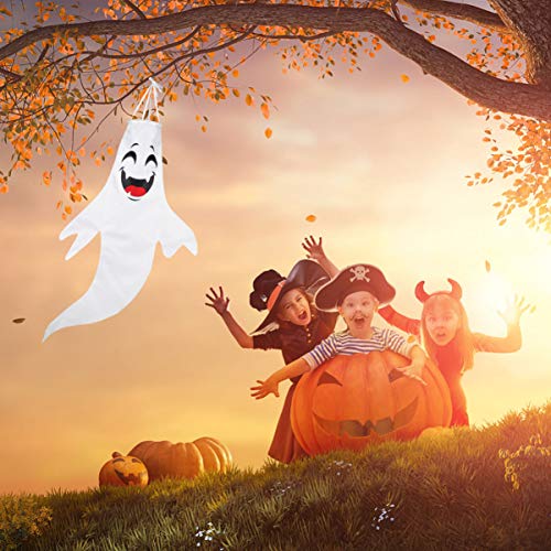 STOBOK 2 Pack Halloween Ghost Windsock Flag, 48.8 inch Halloween Outdoor Hanging Wind Socks Decoration for Front Yard Patio Lawn Garden,Halloween Party Decor