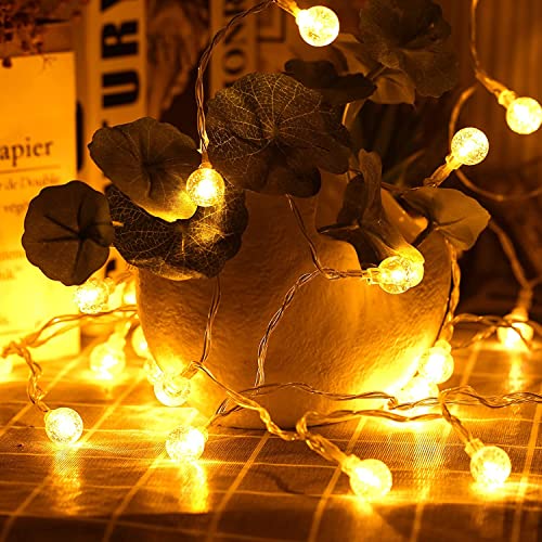LED Small Bubble String Light 196.85 in 50 Lights Warm White Light with Waterproof Battery Box