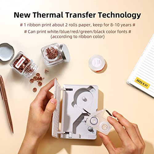 Professional Color Label Maker B18 with Tape, 0.6 Inch Portable Bluetooth Thermal Transfer Printer, for iOS/Andriod App, Fadeless Labels for Reliable Application