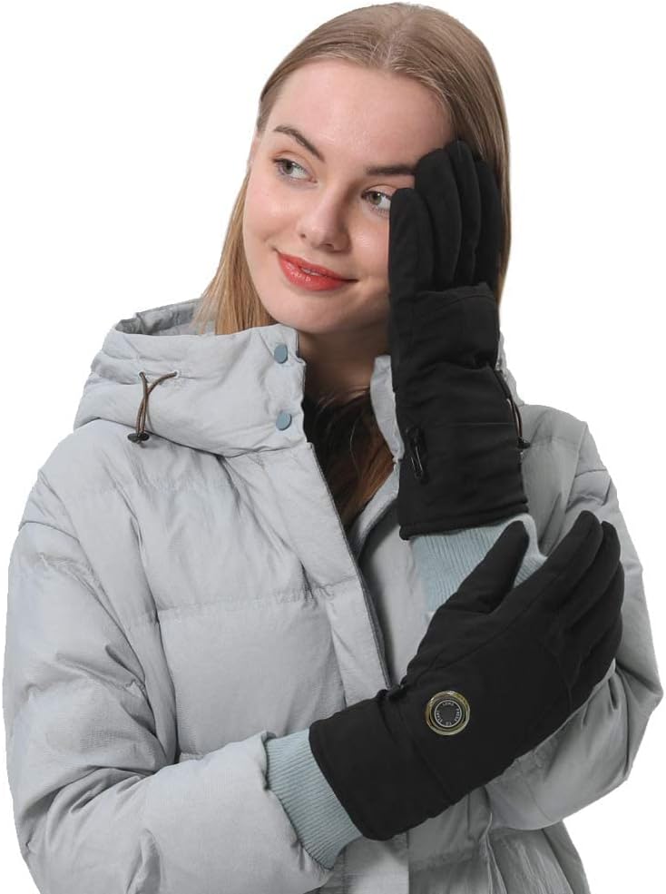 Stay Warm & Cozy with S/M Heated Gloves for Men and Women - Ideal for Raynaud's, Outdoor Activities, Waterproof & Windproof in Black