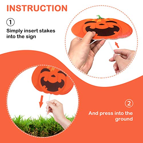 STOBOK 8pcs Halloween Decorations Outdoor,Extra Large Pumpkins Ghost Corrugate Lawn Yard Signs with Stake,Family Friendly Halloween Trick or Treating Party Prop