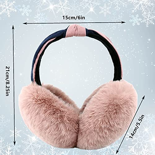 Eyegla Women Winter Ear Muffs Foldable Fleece Ear Warmers Fashion Faux Fur Warm Earmuffs Outdoor Winter Ear Cover for Girls