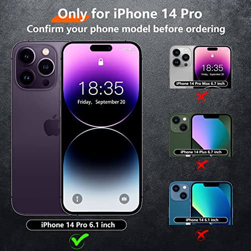 Red2Fire for iPhone 14 Pro Case, with 3 Pack [Glass Screen Protector + Camera Protector][Military Grade Drop Protection] Heavy Duty Shockproof Full Body Cover Phone Case for iPhone 14 Pro 6.1"-Black