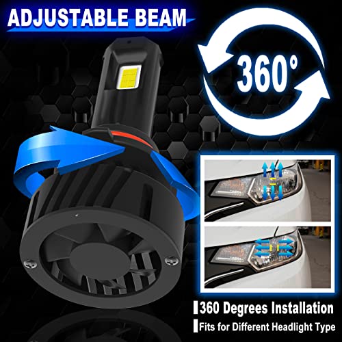 ML MILELE 9005/HB3 LED Headlight Bulbs, Upgrade 12000 Lumens 500% Brightness 6500K Cool White LED Bulb, Plug-and-Play Replacement Headlamp Bulbs Kit, IP68 Waterproof, Pack of 2
